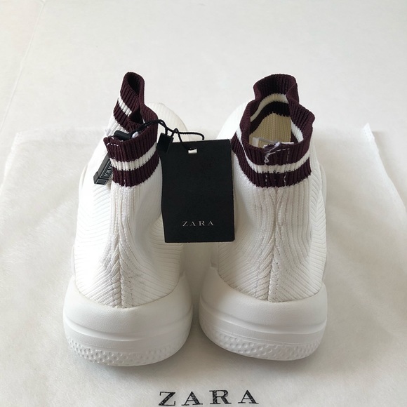 Zara White High Top Sock Sneakers NEW - Picture 5 of 8